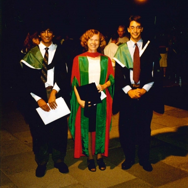A graduation photo from 1998 with Professor Praeger’s two honours students for that year A graduation photo from 1998 with Professor Praeger’s two honours students for that year: Michael Giudici, (right) who is now head of pure mathematics at UWA; and Akshay Venkatesh (left) who is now at Princeton University, and is the only Western Australian to win a Fields Medal – sometimes considered the ‘Nobel Prize of Mathematics’).