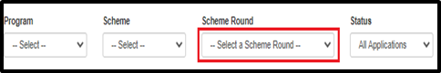 Step 2: How Research Office Staff can view the outcomes of a scheme round within RMS
