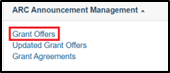 Instructions on how to access the Grant Offers web page.