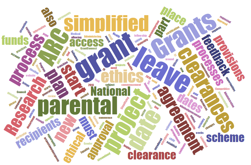 Wordcloud simplifying grants management