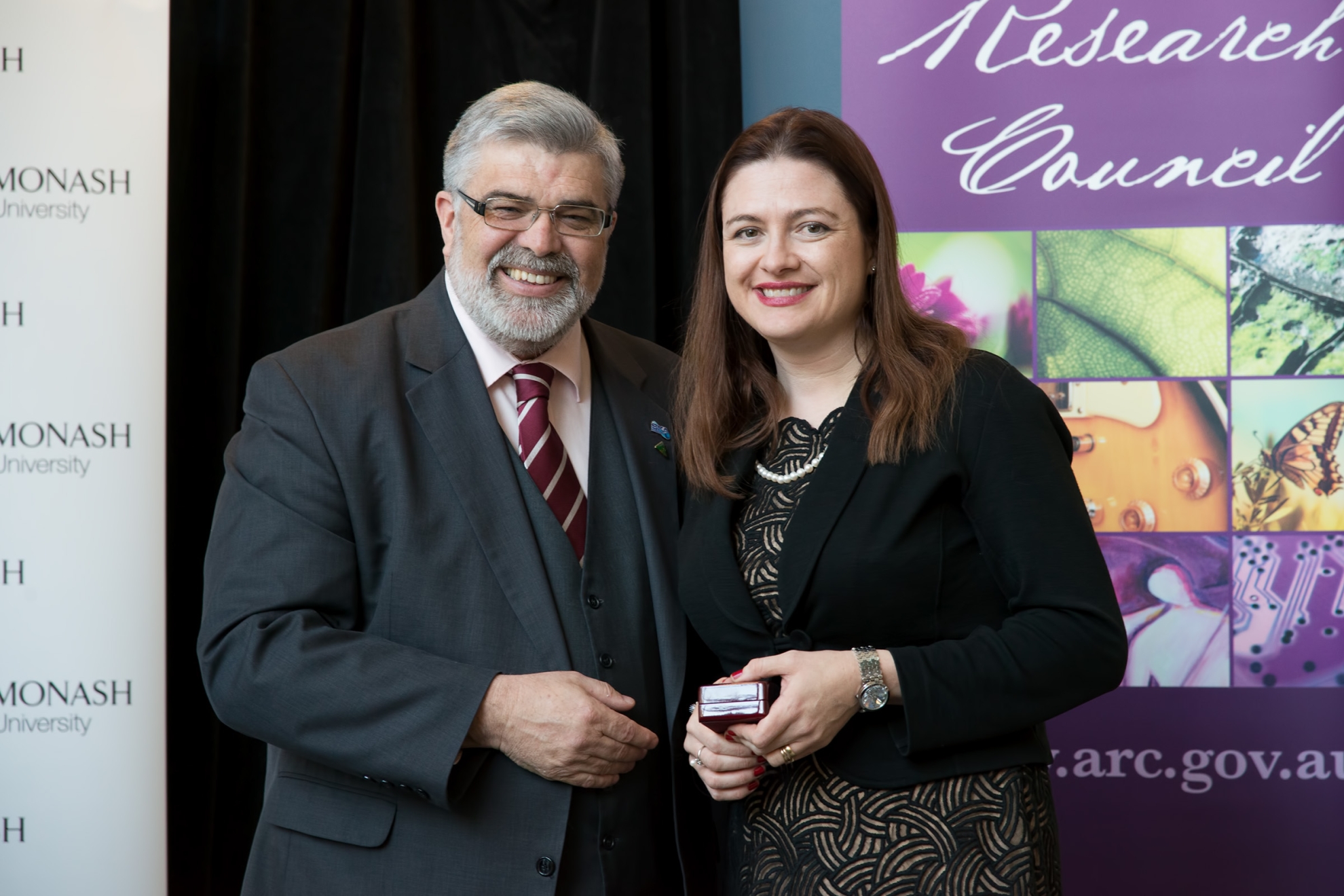 A photograph of Senator the Hon. Kim Carr and Professor Tanya Monro