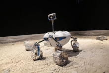 A moon rover in a test bed A moon rover in a test bed
