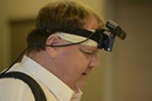 Image: Patient Murray Rowland participates in first clinical trial of a suprachoroidal implant in Retinitis pigmentosa.