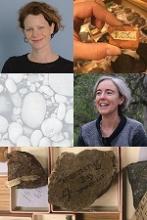 Image: Dr Tiffany Shellam and Professor Andrea Witcomb with Western Australian rock samples found in the British Natural History Museum.