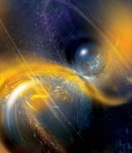 Artist's impression of the binary neutron star merger producing GW190425 Artist's impression of the binary neutron star merger producing GW190425
