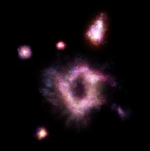 An artist’s impression of how the ring galaxy formed. Credit: James Josephides, Swinburne Astronomy Productions An artist’s impression of how the ring galaxy formed. Credit: James Josephides, Swinburne Astronomy Productions