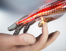 A concept image of electronic skin that can sense touch, pain, and heat. A concept image of electronic skin that can sense touch, pain, and heat.