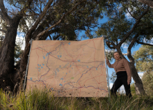 Prof Ann McGrath with the map Prof Ann McGrath with the map