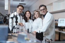 Professor Dayong Jin, left, and his UTS team, Dr Jiajia Zhou, Associate Professor Olga Shimoni and Associate Professor Majid Warkiani. Photo by Toby Burrows Professor Dayong Jin, left, and his UTS team, Dr Jiajia Zhou, Associate Professor Olga Shimoni and Associate Professor Majid Warkiani. Photo by Toby Burrows