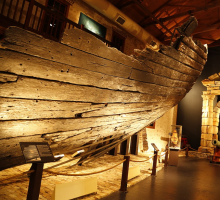 The stern section of the Batavia hull housed in the Shipwreck Galleries in Fremantle, Western Australia The stern section of the Batavia hull housed in the Shipwreck Galleries in Fremantle, Western Australia