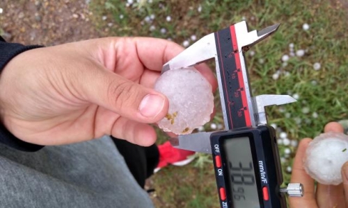 Measuring hail diameter following a severe thunderstorms for the WeatheX app.