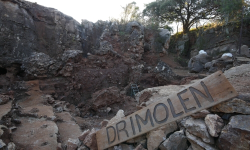 The deroofed Drimolen Palaeocave deposits in South Africa from which flowstones were dated. In South Africa, such caves have yielded the remains of our early ancestors between 3.1 and 1.3 million years ago.