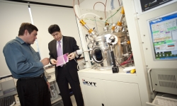 Image: Professor Kamal Alemeh with solar glass.