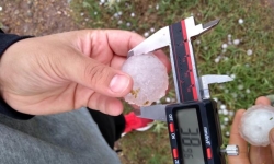 Measuring hail diameter following a severe thunderstorms for the WeatheX app.