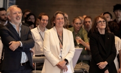 Professor Stephen Bartlett, Chief Investigator in the Australian Research Council Centre of Excellence in Engineered Quantum Systems (EQUS) with ARC Executive Director Professor Anika Gauja and Dr Cathy Foley, former Chief Scientist of Australia. 