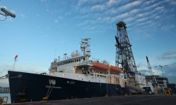 The IODP ship JOIDES Resolution which works in the Australian region. Image courtesy Takuya Sagawa. The IODP ship JOIDES Resolution which works in the Australian region. Image courtesy Takuya Sagawa.