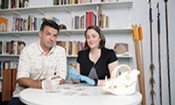 Image: Griffith University archaeologists Associate Professor Adam Brumm, who with Indonesian colleagues led the excavations that yielded the new findings, and Dr Michelle Langley, who analysed the recovered ornaments and art objects.