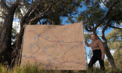 Prof Ann McGrath with the map Prof Ann McGrath with the map