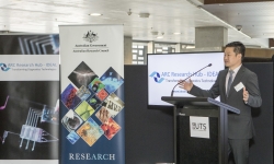 Image: Distinguished Professor Dayong Jin, ARC Future Fellow, launches the ARC IDEAL Hub. Image credit: Matthew Duchesne.