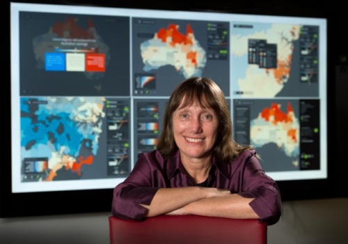 Queensland University of Technology Distinguished Professor Kerrie Mengersen with the Australian Cancer Atlas.
