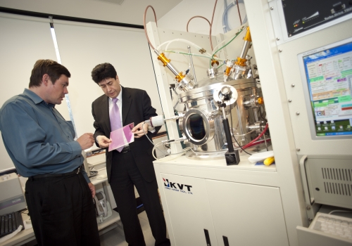 Image: Professor Kamal Alemeh with solar glass.