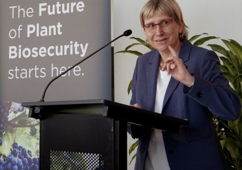 ARC CEO Professor Ute Roessner at the launch of the ARC Training Centre in Plant Biosecurity.