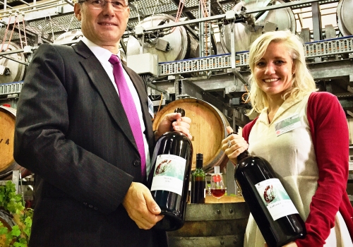 Professor Vladimir Jiranek and PhD candidate Lieke van der Hulst at the launch of the ARC Training Centre for Innovative Wine Production Image: Professor Vladimir Jiranek and PhD candidate Lieke van der Hulst at the launch of the ARC Training Centre for Innovative Wine Production. Image courtesy: The University of Adelaide.