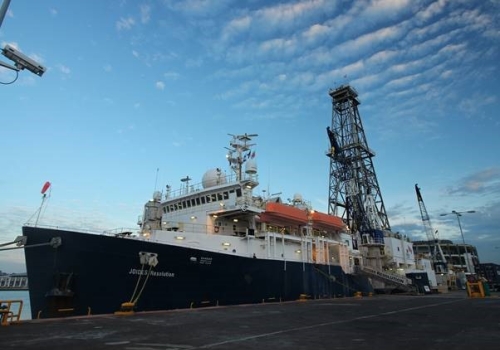 The IODP ship JOIDES Resolution which works in the Australian region. Image courtesy Takuya Sagawa.