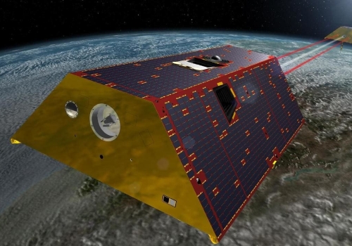 Image: Twin GRACE-FO satellites follow each other in orbit around the Earth. Credit: NASA Image: Twin GRACE-FO satellites follow each other in orbit around the Earth. Credit: NASA