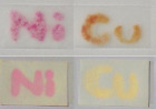 The chemical symbols for heavy metals appear when a new low-cost, tape-based sensor detects them in water or powder. The chemical symbols for heavy metals appear when a new low-cost, tape-based sensor detects them in water or powder.