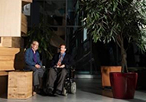 Image caption: The work of Professor Jock Collins, left, and Professor Simon Darcy is revealing how entrepreneurship can help people reach new heights.