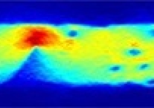Image: The electron flow from gold leads to graphene obtained with the diamond quantum sensor, revealing imperfect contacts.