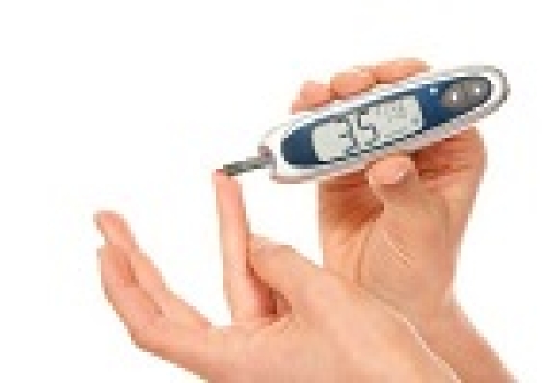 Diabetes patient measuring glucose level in blood. Diabetes patient measuring glucose level in blood.