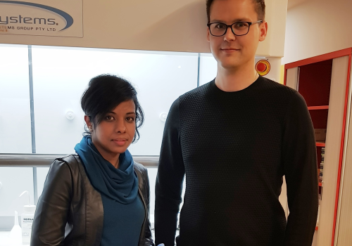 PhD researcher Nitu Syed and Dr Torben Daeneke in the lab. PhD researcher Nitu Syed and Dr Torben Daeneke in the lab.