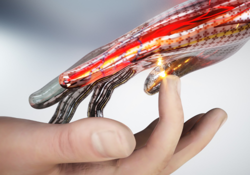 A concept image of electronic skin that can sense touch, pain, and heat. A concept image of electronic skin that can sense touch, pain, and heat.