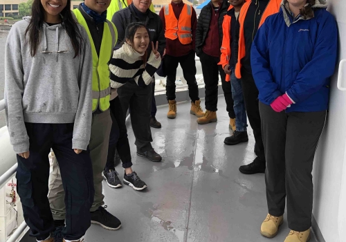 the shipboard science party departing Hobart on 8 October. Credit: Megan Hartog the shipboard science party departing Hobart on 8 October. Credit: Megan Hartog