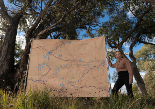Prof Ann McGrath with the map Prof Ann McGrath with the map