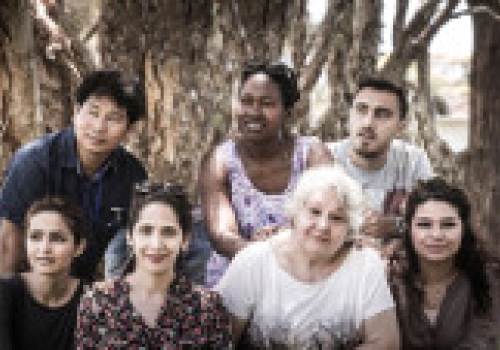 Image: Shefali Juneja Lakhina and refugees.
