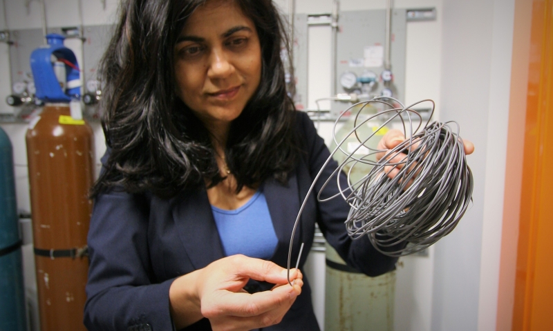 Image: Professor Veena Sahajwalla, with 100% recycled plastic filament. 