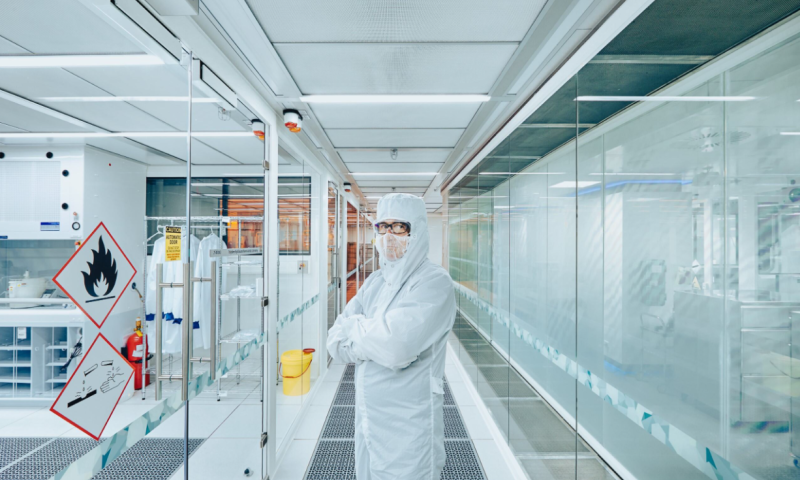 Researcher in the laboratory at the RMIT node of TMOS. 