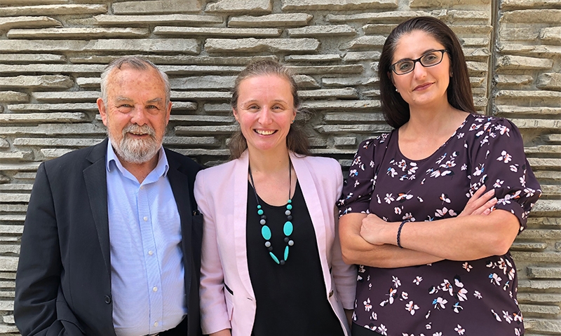 Professor Mary Tolcos (right) pictured with collaborators Dr Bobbi Fleiss (centre) and Professor David Walker (left)