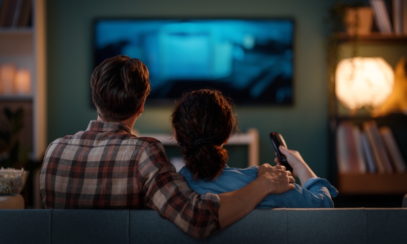 people watching tv at home