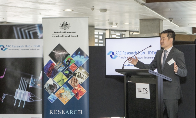 Image: Distinguished Professor Dayong Jin, ARC Future Fellow, launches the ARC IDEAL Hub. Image credit: Matthew Duchesne.