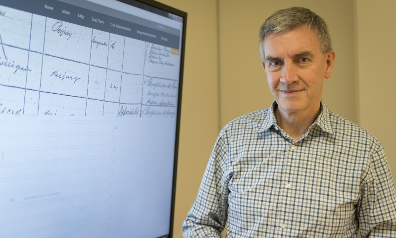 Professor Mark Finnane working with data from the Prosecution Project